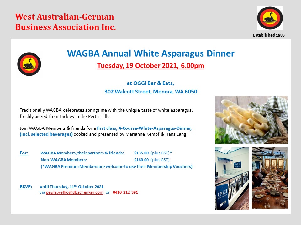 2021 10 19 WAGBA Annual White Asparagus Dinner